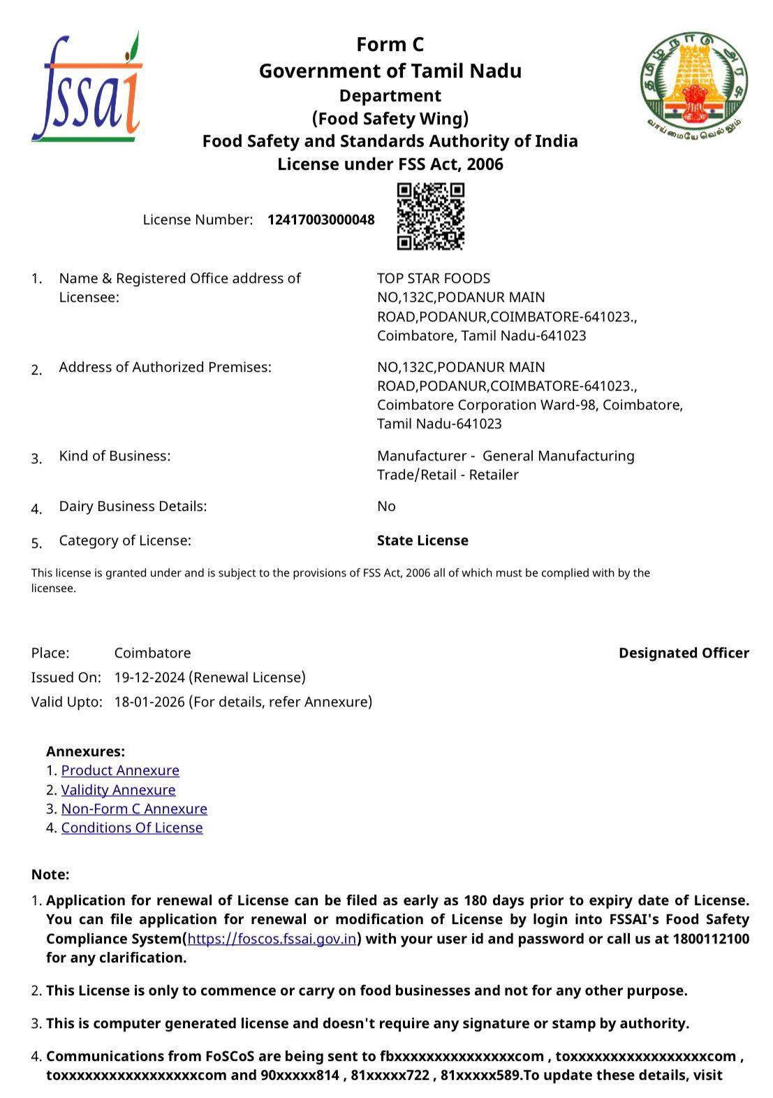 FSSAI Certificate